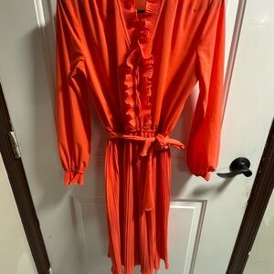 Vibrant Salmon Ruffle Dress